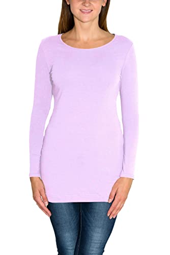 Alkato Damen Langarm Longshirt Langarmshirt Tunika Basic Shirt, Farbe: Lila, Größe: L von Alkato