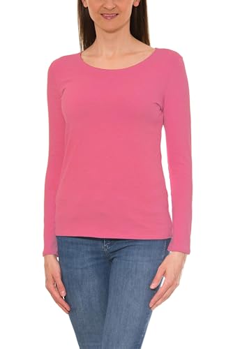 Alkato Damen Langarm Shirt mit O-Ausschnitt, Farbe: Altrosa, Größe: L von Alkato