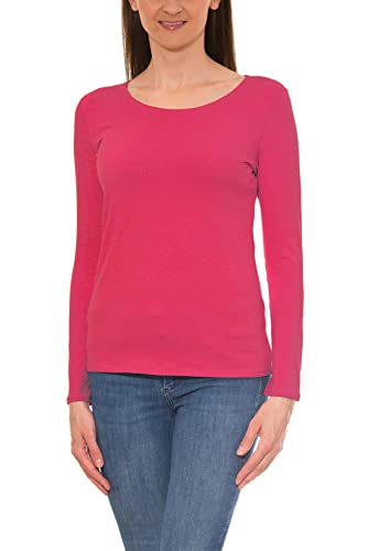 Alkato Damen Langarm Shirt mit O-Ausschnitt, Farbe: Amarant, Größe: M von Alkato