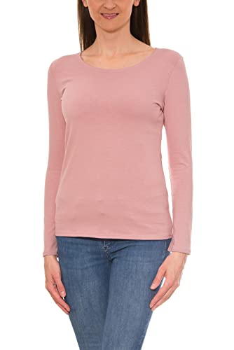 Alkato Damen Langarm Shirt mit O-Ausschnitt, Farbe: Beige, Größe: L von Alkato