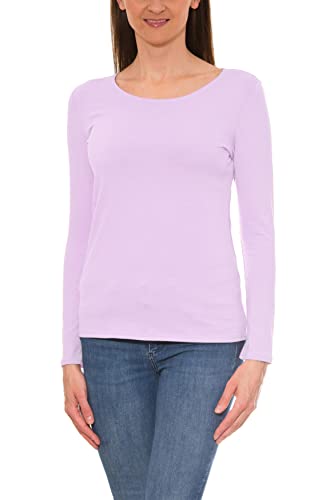 Alkato Damen Langarm Shirt mit O-Ausschnitt, Farbe: Lila, Größe: M von Alkato