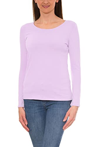 Alkato Damen Langarm Shirt mit O-Ausschnitt, Farbe: Lila, Größe: XL von Alkato