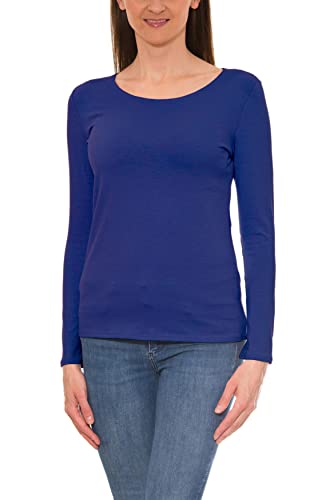 Alkato Damen Langarm Shirt mit O-Ausschnitt, Farbe: Marineblau, Größe: XL von Alkato