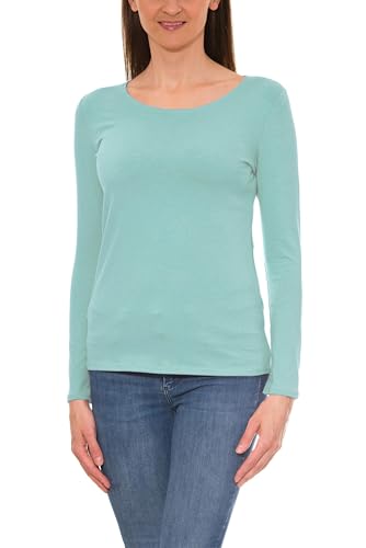 Alkato Damen Langarm Shirt mit O-Ausschnitt, Farbe: Mineralgrün, Größe: L von Alkato