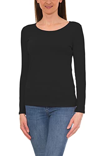 Alkato Damen Langarm Shirt mit O-Ausschnitt, Farbe: Schwarz, Größe: L von Alkato