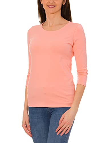 Alkato Damen Shirt 3/4 Arm mit Rundhals, Farbe: Apricot, Größe: 3XL von Alkato
