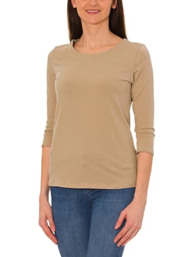 Alkato Damen Shirt 3/4 Arm mit Rundhals, Farbe: Dunkelbeige, Größe: M von Alkato