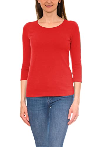 Alkato Damen Shirt 3/4 Arm mit Rundhals, Farbe: Rot, Größe: 3XL von Alkato