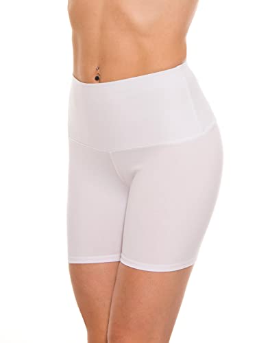 Alkato Damen Sport Shorts mit Hohem Bund Hotpants Radlerhose Long Shorts, Farbe: Longs Shorts Weiß, Größe: 36 von Alkato