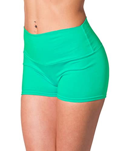 Alkato Damen Sport Shorts mit Hohem Bund Hotpants Radlerhose Long Shorts, Farbe: Mintgrün, Größe: 36 von Alkato