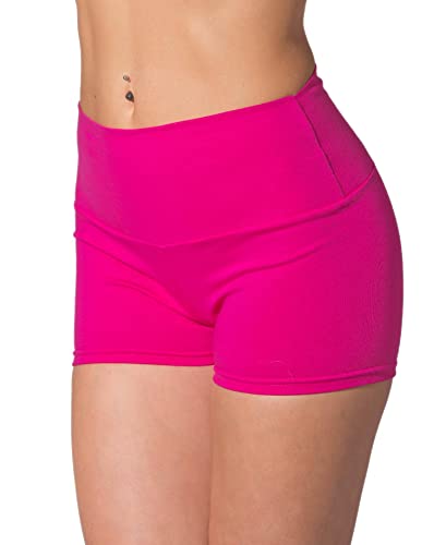 Alkato Damen Sport Shorts mit Hohem Bund Hotpants Radlerhose Long Shorts, Farbe: Pink, Größe: 36 von Alkato