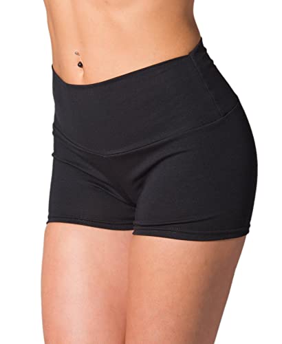 Alkato Damen Sport Shorts mit Hohem Bund Hotpants Radlerhose Long Shorts, Farbe: Schwarz, Größe: 36 von Alkato