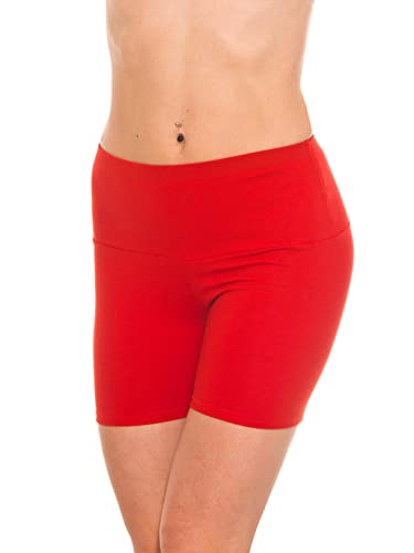 Alkato Damen Sport Shorts mit Hohem Bund Hotpants Radlerhose Long Shorts, Farbe: Long Shorts Rot, Größe: 36 von Alkato