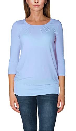 Alkato Damen Viskose Shirt 3/4 Arm Longshirt Top, Farbe: Hellblau, Größe: S von Alkato