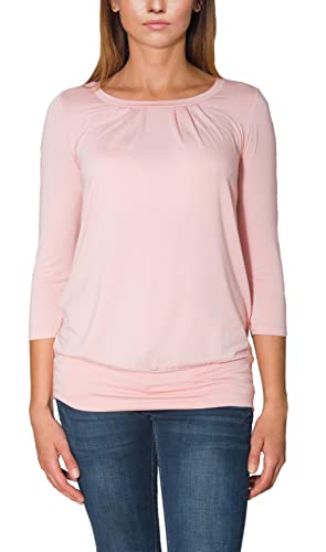 Alkato Damen Viskose Shirt 3/4 Arm Longshirt Top, Farbe: Hellrosa, Größe: L von Alkato