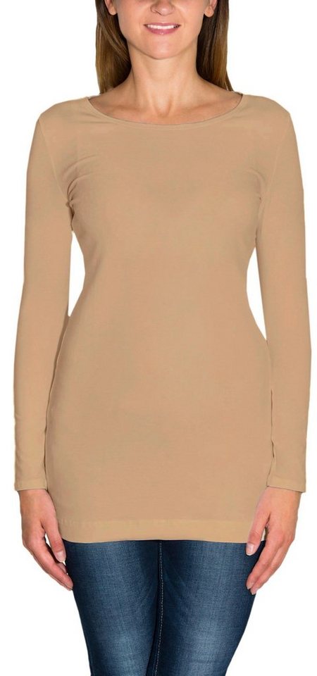 Alkato Langarmshirt Alkato Damen Langarm Longshirt Langarmshirt Tunika Basic Shirt von Alkato