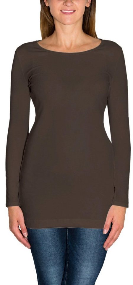 Alkato Langarmshirt Alkato Damen Langarm Longshirt Langarmshirt Tunika Basic Shirt von Alkato