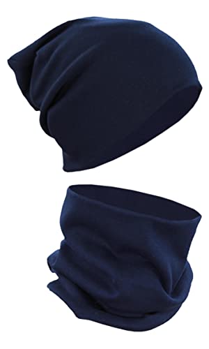 Alkato Unisex Beanie Mütze und Schal Set Uni, Farbe: Dunkelblau, Größe: Einheitsgröße von Alkato