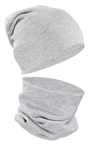 Alkato Unisex Beanie Mütze und Schal Set Uni, Farbe: Grau Meliert, Größe: Einheitsgröße von Alkato