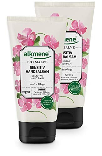 alkmene Handbalsam mit Bio Malve - Sensitiv Handcreme für empfindliche & trockene Hände - vegane Creme ohne Silikone, Parabene, Mineralöl, PEGs, SLS & SLES - Hautpflege im 2er Pack (2x 75 ml) von Alkmene