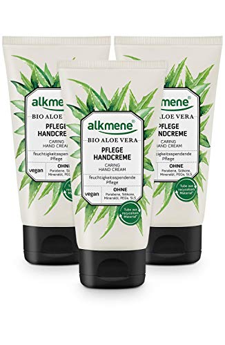 alkmene Handcreme mit Bio Aloe Vera - Handcreme für sehr trockene Hände - vegane Handcreme ohne Silikone, Parabene, Mineralöl, PEGs, SLS & SLES im 3er Vorteilspack (3x 75 ml) von Alkmene