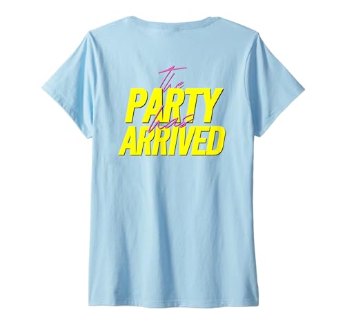 Damen The Party Has Arrived | Malle Daydrinking Cheers Backprint T-Shirt mit V-Ausschnitt Damen The Party Has Arrived | Malle Daydrinking Cheers Backprint T-Shirt mit V-Ausschnitt von Alkohol Design - Bar Party Urlaub Karneval Saufen
