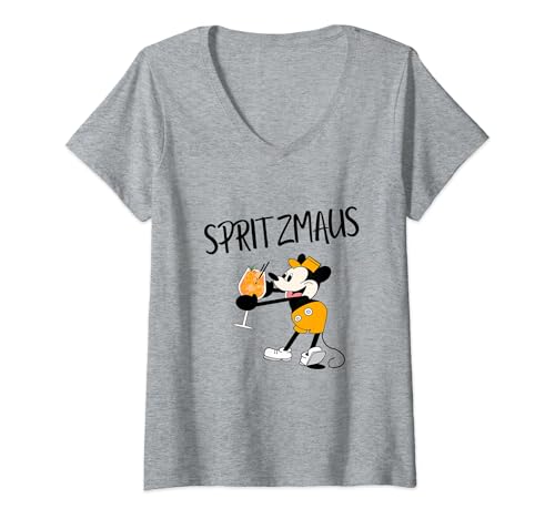 Damen Spritzmaus | Holy Spritz Spritzy Mäuschen Mouse Aperölchen T-Shirt mit V-Ausschnitt von Alkohol Designs - Bar Party Urlaub Karneval Saufen