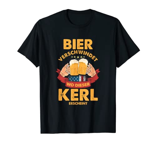 Herren Bier Biergarten Fassbier Bierfass Bierkrug Saufen Geschenk T-Shirt von Alkohol Party Brauen Brauerei Bierflasche Hopfen