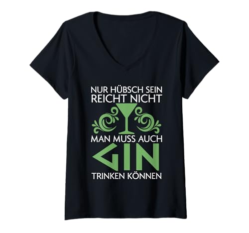 Damen Man muss auch Gin trinken können Gin T-Shirt mit V-Ausschnitt Damen Man muss auch Gin trinken können Gin T-Shirt mit V-Ausschnitt von Alkohol & Cocktails Geschenke