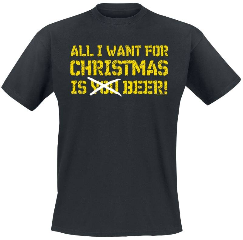 Alkohol & Party All I Want For Christmas Is Beer T-Shirt schwarz in 3XL von Alkohol & Party