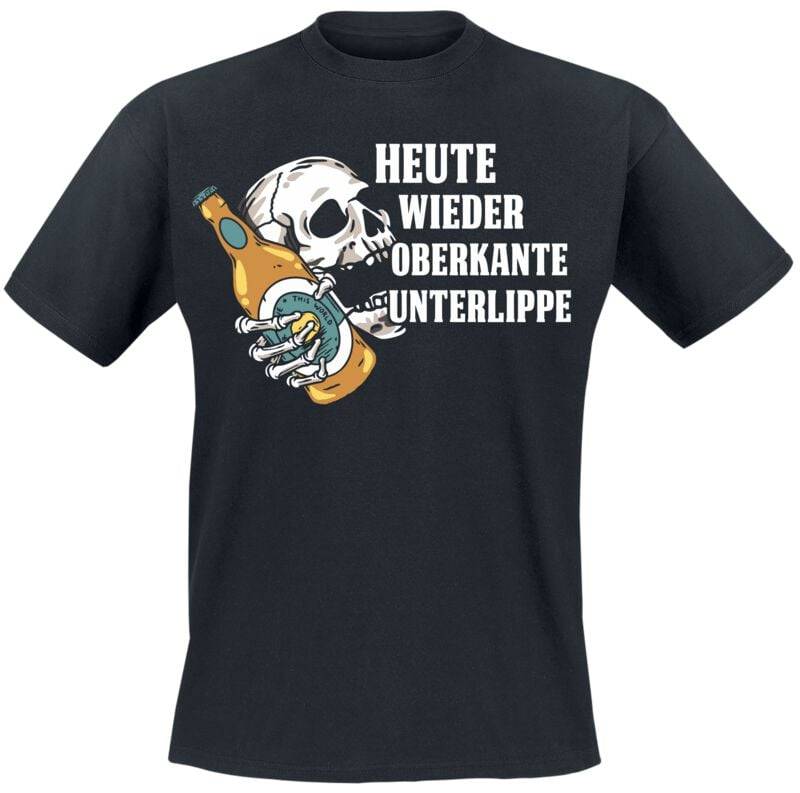 Alkohol & Party Oberkannte Unterlippe T-Shirt schwarz in L von Alkohol & Party