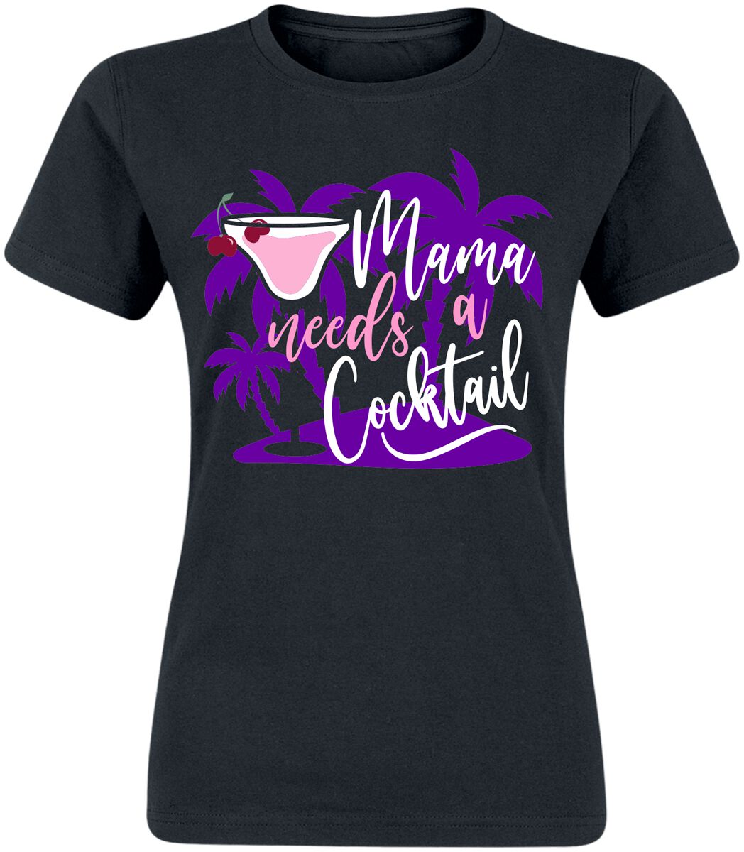 Alkohol & Party T-Shirt - Mama Needs A Cocktail - S bis XXL - für Damen - Größe S - schwarz von Alkohol & Party