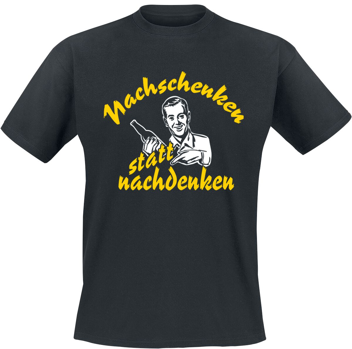 Alkohol & Party T-Shirt - Nachschenken statt nachdenken - S bis 3XL - für Männer - Größe M - schwarz von Alkohol & Party