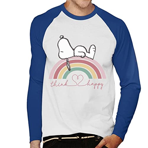 All+Every Peanuts Snoopy Rainbow Think Happy Men's Baseball Long Sleeved T-Shirt von All+Every