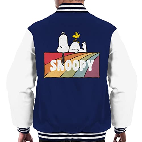 All+Every Peanuts Snoopy and Woodstock Rainbow Block Men's Varsity Jacket All+Every Peanuts Snoopy and Woodstock Rainbow Block Men's Varsity Jacket von All+Every