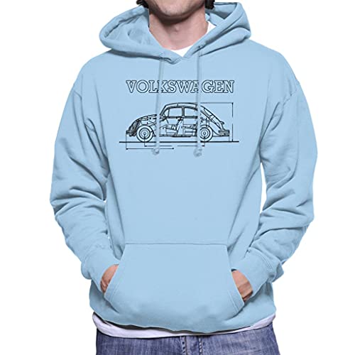 All+Every Volkswagen Beetle Black Technical Schematic Men's Hooded Sweatshirt von All+Every