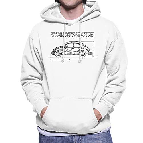 All+Every Volkswagen Beetle Black Technical Schematic Men's Hooded Sweatshirt von All+Every