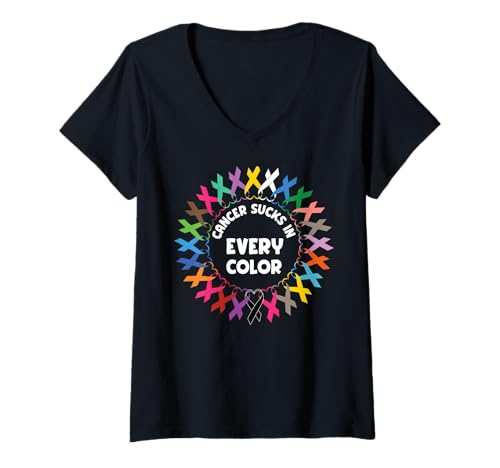 Damen Krebs saugt jede Farbe an Fighter | Funk Cancer T-Shirt mit V-Ausschnitt Damen Krebs saugt jede Farbe an Fighter | Funk Cancer T-Shirt mit V-Ausschnitt von All Cancer Ribbon Apparel & Cancer Awareness