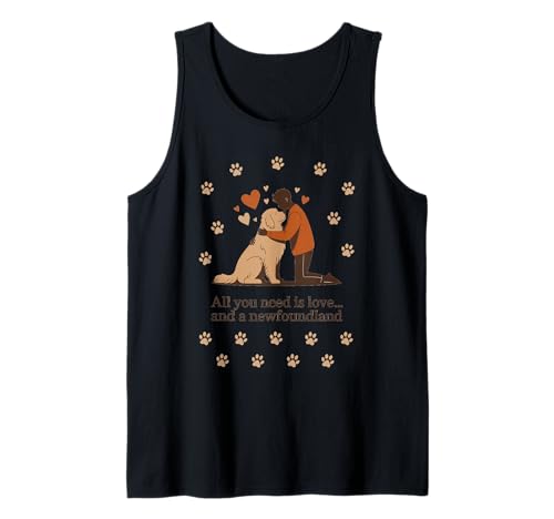 All You Need is Love and a Newfoundland - Man & Newfie Hug Tank Top von All Dog Breeds