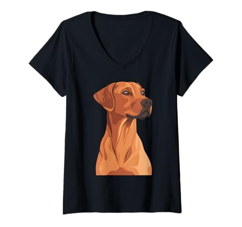 Damen Entzückender Rhodesian Ridgeback - niedliches und schlichtes Hunde-Design T-Shirt mit V-Ausschnitt von All Dog Breeds