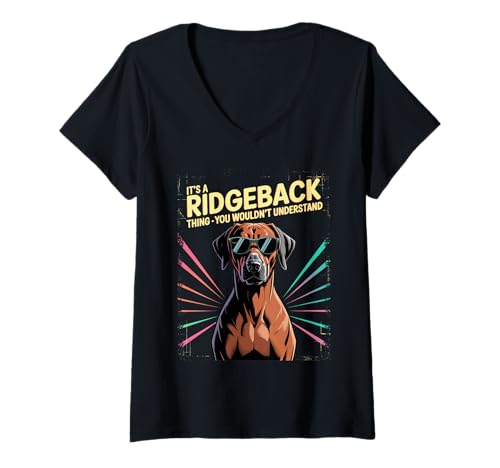 Damen It's a Ridgeback Thing - Cooler Retro Comic Dog T-Shirt mit V-Ausschnitt von All Dog Breeds