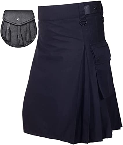 All Kilts Sports Herren Utility-Lederriemen Kilt zum Verkauf mit gratis Ledersporran (Black, 40'') von All Kilts Sports