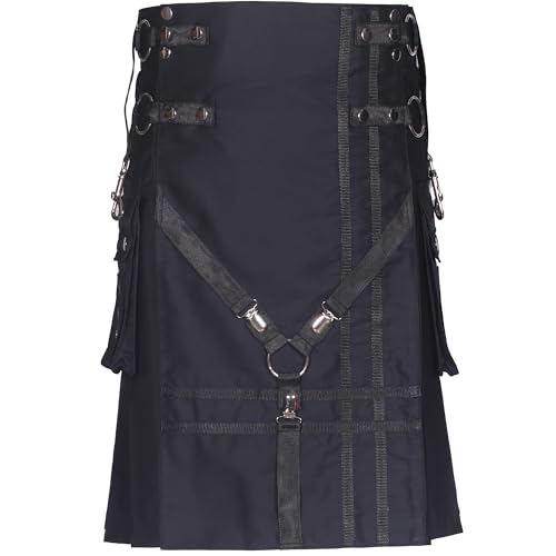 All Kilts Sports Schwarzer Taktischer Utility Kilt – Langlebig, Funktional und Stilvoll (Schwarz, 40'') von All Kilts Sports