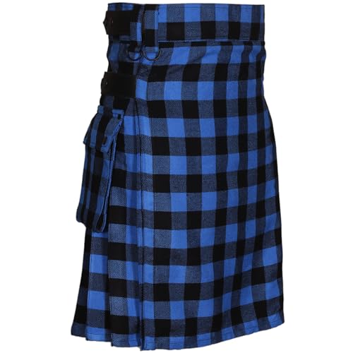 All Kilts Sports Utility-Kilt für Herren aus Acrylwolle mit Lederriemen (DE/NL/SE/PL, Numerisch, 50, Regular, Regular, Buffalo Blue-Black) von All Kilts Sports
