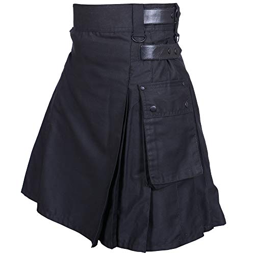 Herren Lederriemen Utility Kilts (schwarz, 30 inches - 76.2 cm) von All Kilts Sports