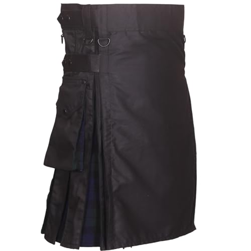 Hybird Utility-Kilts mit Lederriemen für Herren (Black Watch, 38 Inches - 96.52cm) von All Kilts Sports
