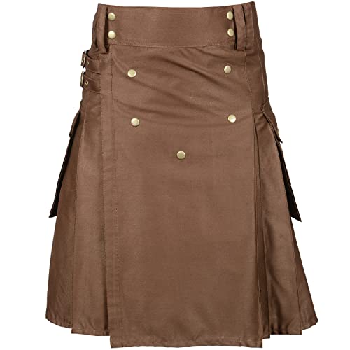 Neue Moderne Utility-Kilts für Herren - Kilt (Schokoladenbraun, 34 Inches - 86.36cm) von All Kilts Sports
