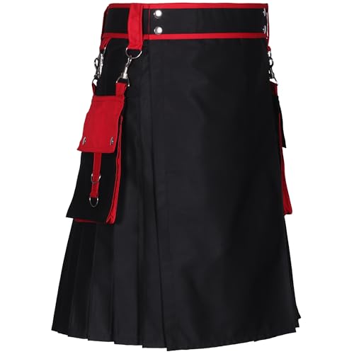 Schwarzer, modischer Utility-Kilt für Herren - Kilts (32'') von All Kilts Sports