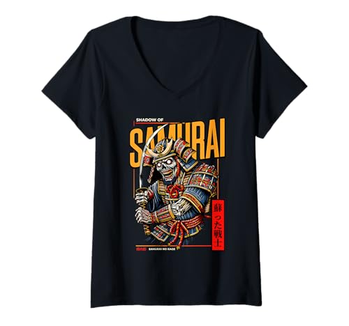 Damen Zombie Shadow of Samurai T-Shirt mit V-Ausschnitt von All Ninja Samurai and Japanese Things
