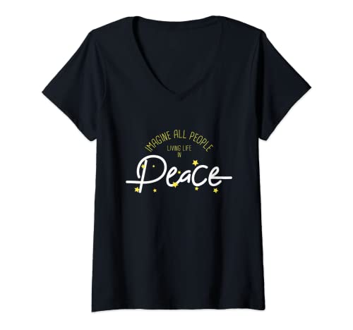 Damen Imagine All People Living Life In Peace T-Shirt T-Shirt mit V-Ausschnitt Damen Imagine All People Living Life In Peace T-Shirt T-Shirt mit V-Ausschnitt von All People Living Life In Peace With Dogs T shirt